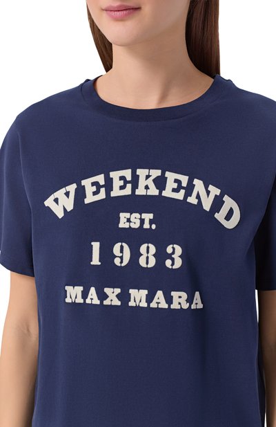 Хлопковая футболка WEEKEND MAX MARA синего цвета по цене 12700 руб., арт. TENUE, фото 5 Хлопковая футболка WEEKEND MAX MARA, арт. TENUE, фото 5