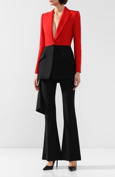Женский жакет из смеси шерсти и шелка ALEXANDER MCQUEEN разноцветного цвета, арт. 594941/QJAAN | Фото 3 (Рукава: Длинные; Материал внешний: Шерсть; Материал подклада: Купро; Статус проверки: Проверено, Проверена категория; 1-2-бортные: Однобортные; Женское Кросс-КТ: Жакет-одежда; Длина (для топов): Удлиненные; Случай: Вечерний)