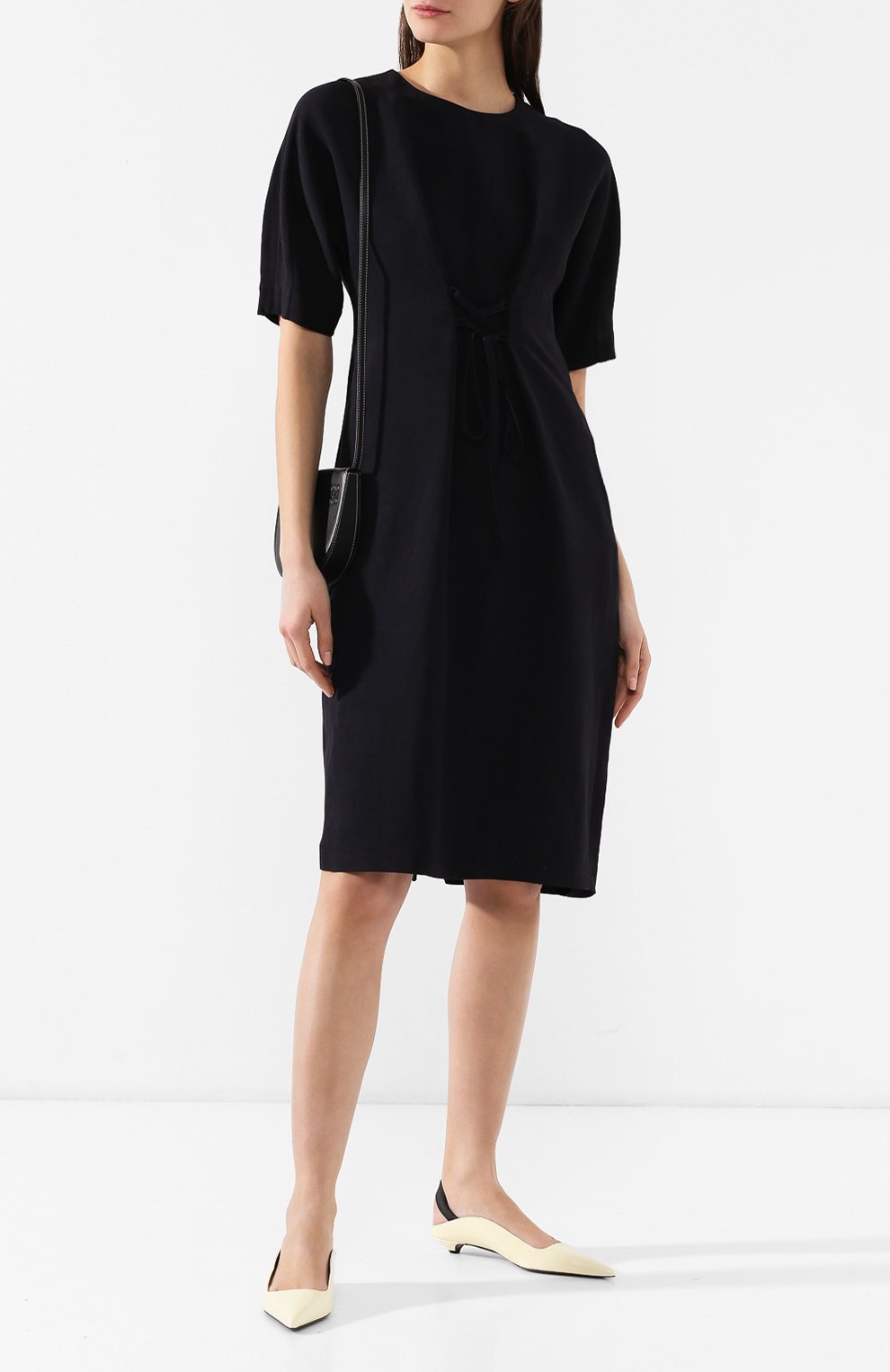 Платье из смеси вискозы и льна JIL SANDER NAVY, арт. JNWM5017A/JM4315A, фото 2