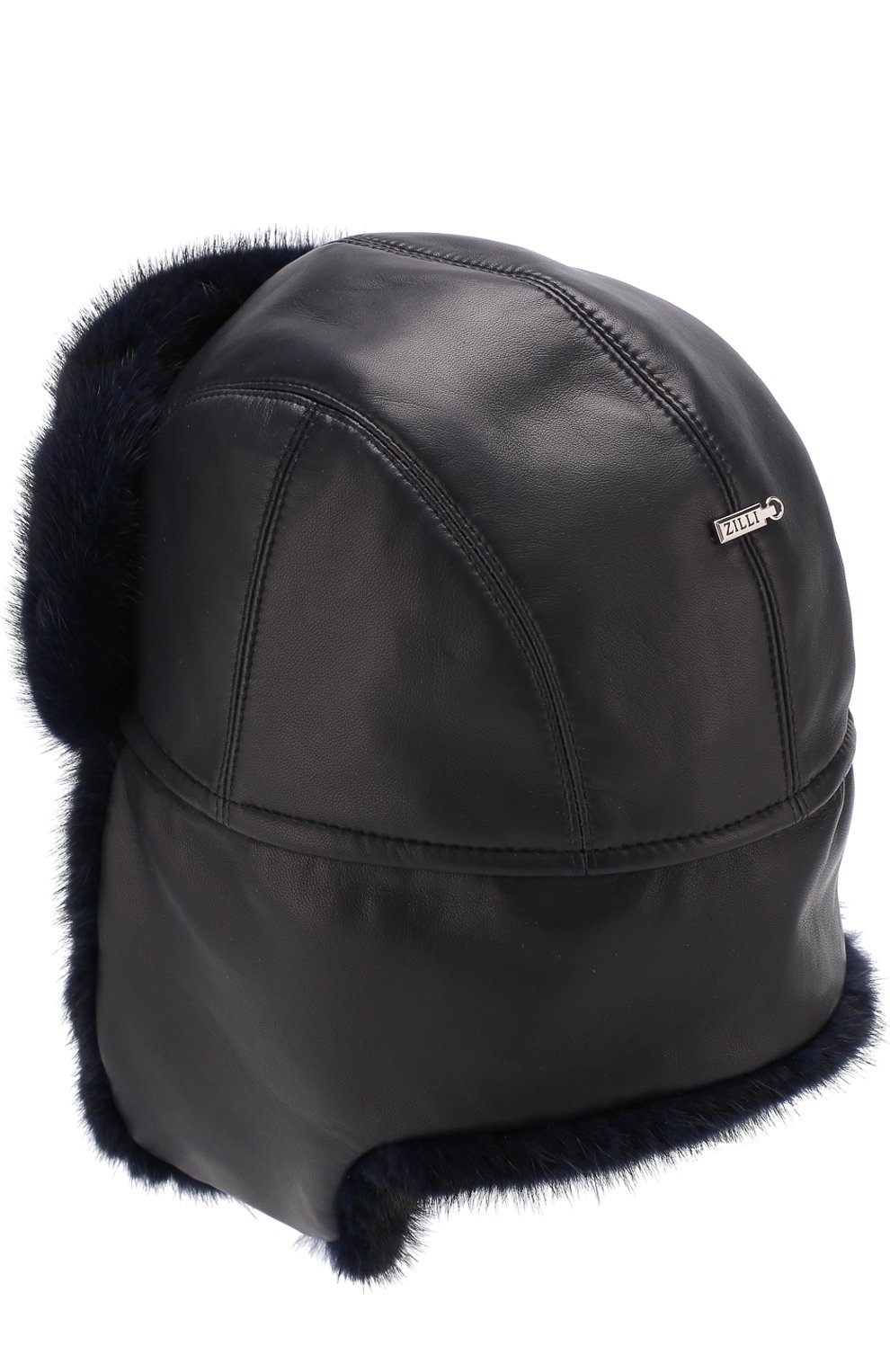 Кожаная шапка-ушанка с меховой отделкой ZILLI, арт. MHQ-0RS00-01005/1002, фото 5