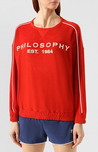 Хлопковый пуловер PHILOSOPHY DI LORENZO SERAFINI красного цвета по цене 28800 руб., арт. A1705/749, фото 3 Хлопковый пуловер PHILOSOPHY DI LORENZO SERAFINI, арт. A1705/749, фото 3