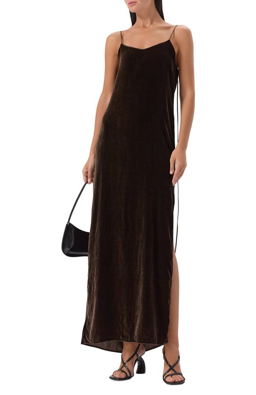 Бархатное платье Andrea Ya'aqov 25WVEL26/SILK VISC0SE Коричневый  25WVEL26/SILK VISC0SE Фото 2