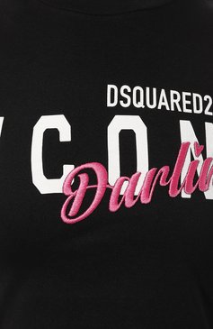 Женская хлопковая футболка DSQUARED2 черного цвета, арт. S80GC0064/S24668 | Фото 5 (Рукава: Короткие; Принт: С принтом; Материал сплава: Проставлено; Материал внешний: Хлопок; Женское Кросс-КТ: Футболка-одежда; Драгоценные камни: Проставлено; Длина (для топов): Укороченные; Стили: Кэжуэл)