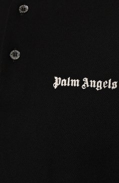 Мужское хлопковое поло PALM ANGELS черного цвета, арт. PMGB012F23FAB0011001 | Фото 5 (Застежка: Пуговицы; Рукава: Короткие; Длина (для топов): Стандартные; Материал сплава: Проставлено; Материал внешний: Хлопок; Драгоценные камни: Проставлено; Стили: Кэжуэл)