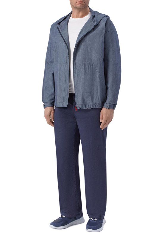 Брюки изо льна и хлопка Kiton UPR005LK0603H Синий  UPR005LK0603H Фото 2