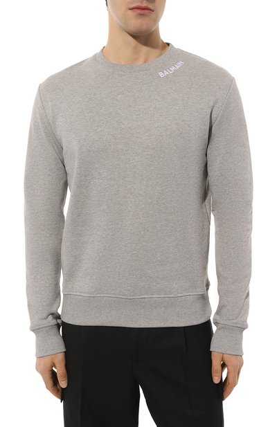 Хлопковый свитшот BALMAIN серого цвета по цене 59950 руб., арт. CH1JQ040/BC62, фото 3 Хлопковый свитшот BALMAIN, арт. CH1JQ040/BC62, фото 3