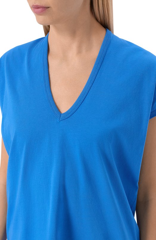 Хлопковая футболка Dries Van Noten 131101/3600 Голубой  131101/3600 Фото 5