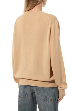 �Женский шерстяной пуловер ACNE STUDIOS бежевого цвета, арт. FA-UX-KNIT000033 | Фото 4 (Материал внешний: Шерсть; Рукава: Длинные; Длина (для топов): Стандартные; Материал сплава: Проставлено; Женское Кросс-КТ: Пуловер-одежда; Драгоценные камни: Проставлено; Стили: Кэжуэл)