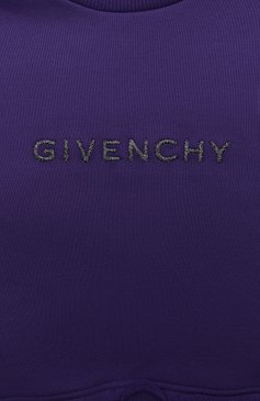 Детский хлопковый свитшот GIVENCHY фиолетового цвета, арт. H15346/6A-12A | Фото 3 (Рукава: Длинные; Материал сплава: Проставлено; Материал внешний: Хлопок; Девочки Кросс-КТ: Свитшот-одежда; Драгоценные камни: Проставлено)