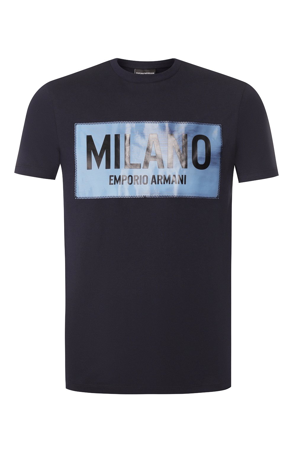Хлопковая футболка EMPORIO ARMANI темно-синего цвета по цене 15900 руб., арт. 3H1T62/1J30Z, фото 1 Хлопковая футболка EMPORIO ARMANI, арт. 3H1T62/1J30Z, фото 1