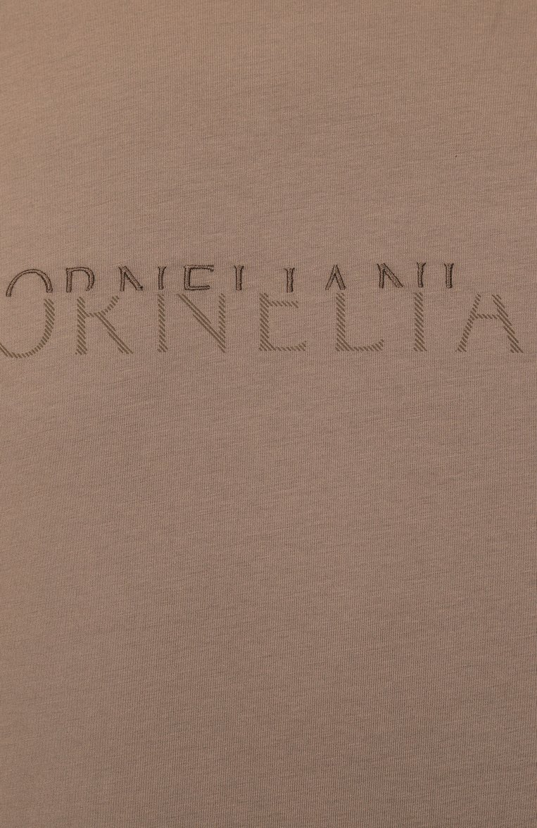 Мужская хлопковая футболка CORNELIANI темно-бежевого цвета, арт. 25G581-2525059 | Фото 6 (Длина (для топов): Стандартные; Рукава: Короткие; Материал внешний: Хлопок; Стили: Кэжуэл; Мужское Кросс-КТ: Футболка-одежда; Принт: Без принта; Автоматизация состава: Проставлено; Автоматизация ТО: Проставлено; Детали: Декор)