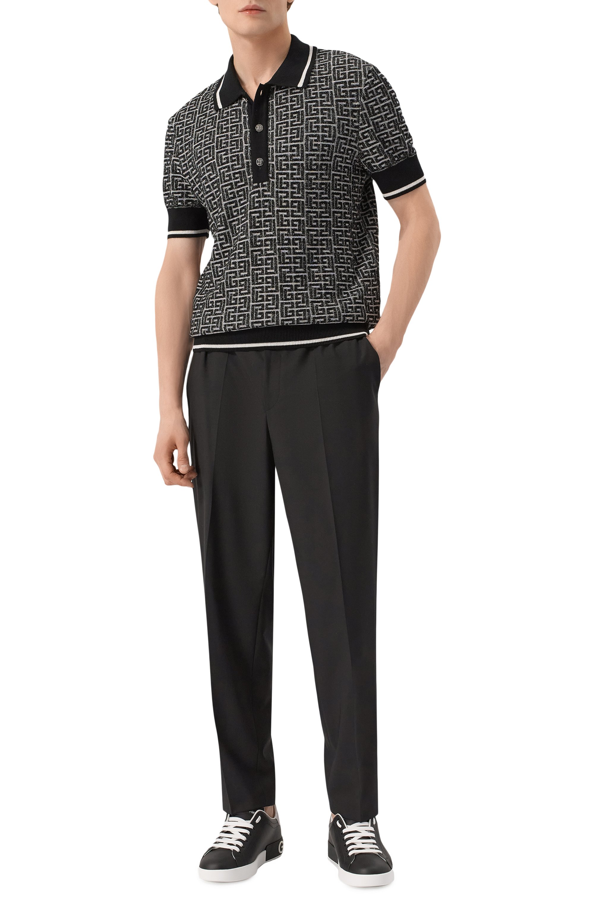 Поло из шерсти и льна BALMAIN, арт. EH1GB020/KI03, фото 2