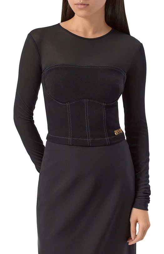 Хлопковый топ Versace Jeans Couture 79HAM252/DT037Q Чёрный  79HAM252/DT037Q Фото 3