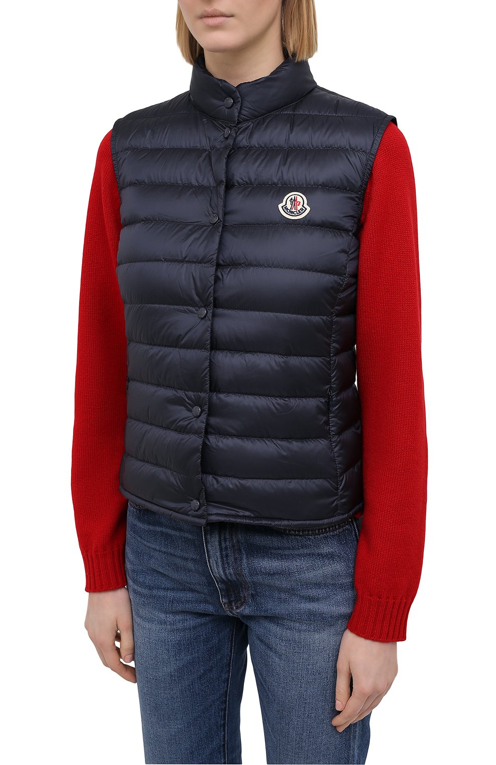 Пуховый жилет MONCLER темно-синего цвета по цене 64400 руб., арт. G1-093-1A102-00-53048, фото 3 Пуховый жилет MONCLER, арт. G1-093-1A102-00-53048, фото 3