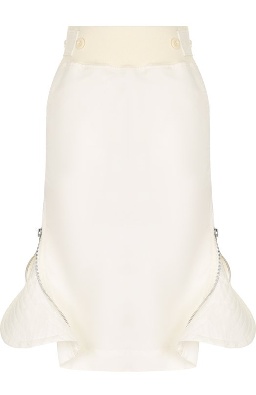 

Однотонная юбка-миди с оборками Sacai, Бежевый