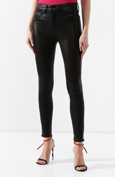 Кожаные брюки RAG AND BONE черного цвета по цене 110500 руб., арт. W1632L034BLK, фото 3 Кожаные брюки RAG AND BONE, арт. W1632L034BLK, фото 3