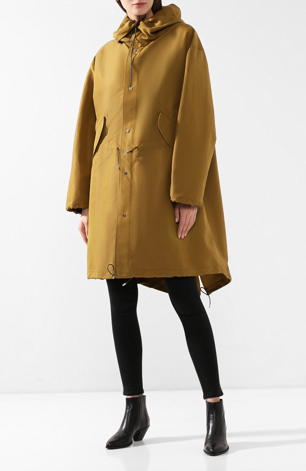 Плащ с капюшоном GOLDEN GOOSE DELUXE BRAND хаки цвета по цене 124000 руб., арт. G34WP095.A1, фото 2 Плащ с капюшоном GOLDEN GOOSE DELUXE BRAND, арт. G34WP095.A1, фото 2