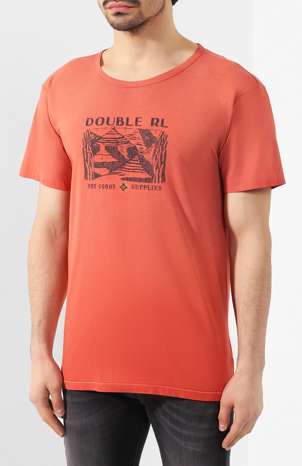 Хлопковая футболка RRL красного цвета по цене 16350 руб., арт. 782775286, фото 3 Хлопковая футболка RRL, арт. 782775286, фото 3