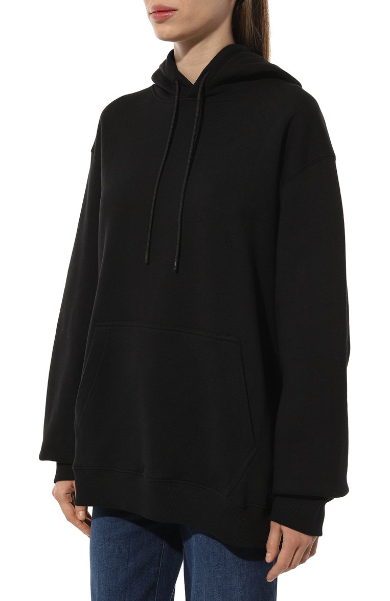 Женский хлопковое худи MSGM черного цвета, арт. 2000MDM535 200001 | Фото 3 (Материал внешний: Хлопок; Материал сплава: Проставлено; Рукава: Длинные; Драгоценные камни: Проставлено; Длина (для топов): Удлиненные; Стили: Спорт-шик; Женское Кросс-КТ: Худи-одежда)