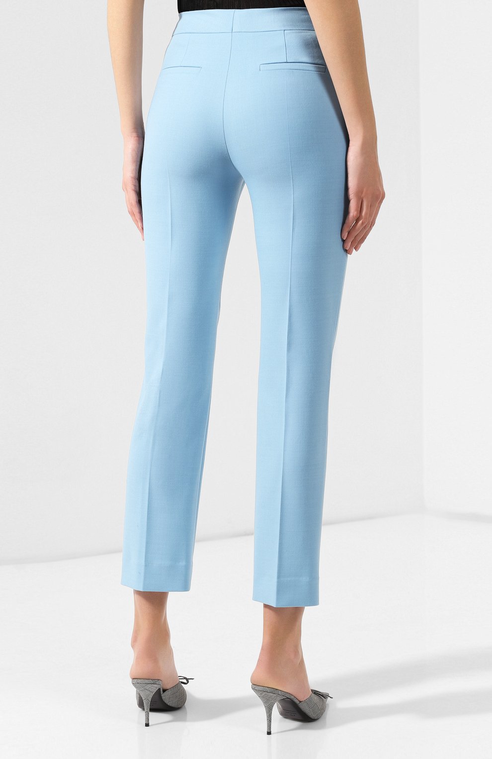 Брюки VICTORIA, VICTORIA BECKHAM голубого цвета по цене 29550 руб., арт. 2419WTR000091A, фото 4 Брюки VICTORIA, VICTORIA BECKHAM, арт. 2419WTR000091A, фото 4