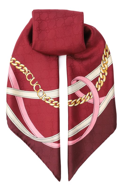 Шелковый платок Gucci 830246/3G009 Бордовый 830246/3G009