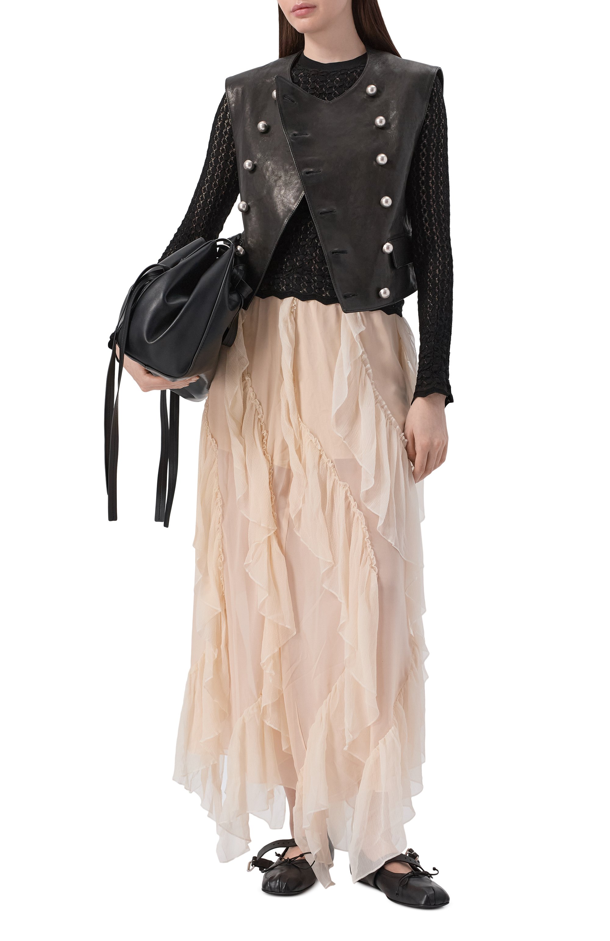 Кожаный жилет ANN DEMEULEMEESTER черного цвета по цене 413000 руб., арт. B0013976/LT137, фото 2 Кожаный жилет ANN DEMEULEMEESTER, арт. B0013976/LT137, фото 2