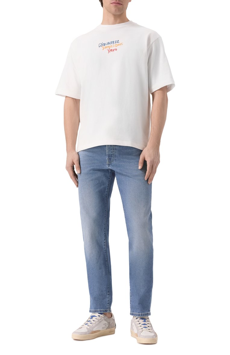Мужская хлопковая футболка DSQUARED2 белого цвета, арт. S78GD0097/S24583 | Фото 2 (Длина (для топов): Стандартные; Рукава: Короткие; Материал внешний: Хлопок; Мужское Кросс-КТ: Футболка-одежда; Принт: С принтом; Стили: Спорт-шик; Автоматизация состава: Проставлено; Детали: Без декора; Автоматизация ТО: Проставлено)
