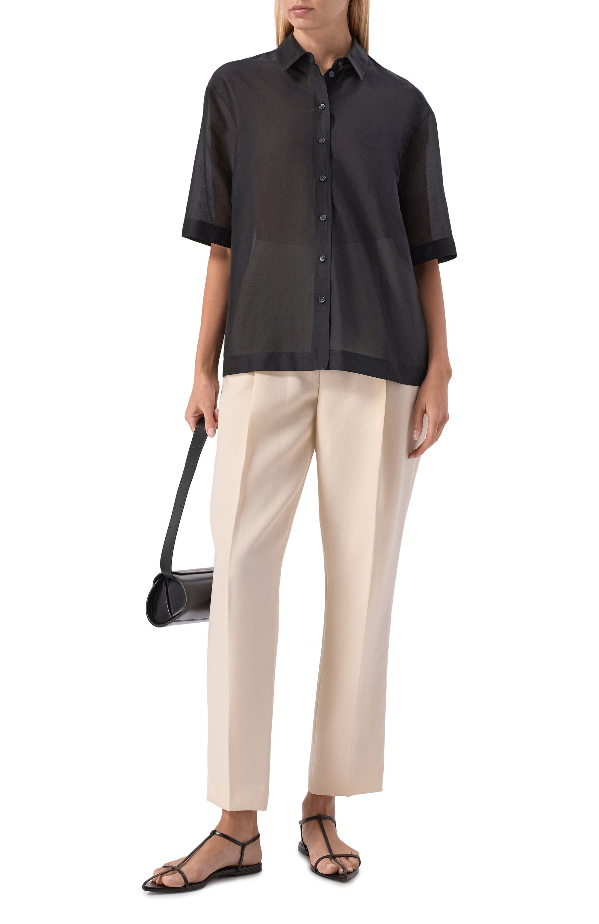 Рубашка из хлопка и шелка 12 STOREEZ черного цвета по цене 15000 руб., арт. 137700, фото 2 Рубашка из хлопка и шелка 12 STOREEZ, арт. 137700, фото 2