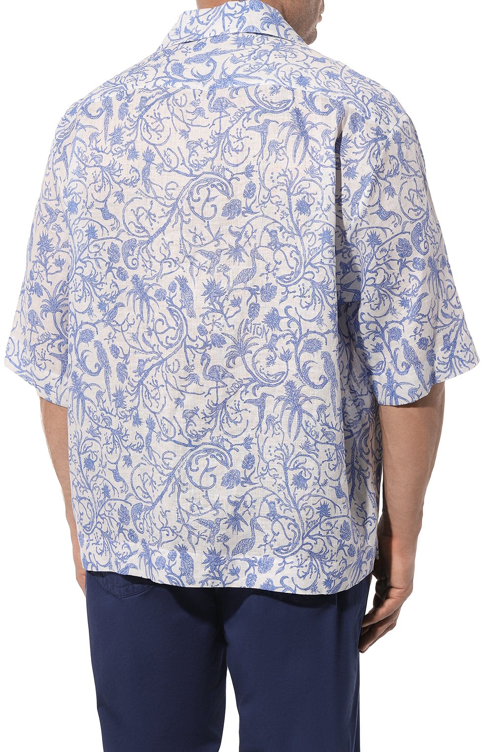 Льняная рубашка KITON голубого цвета по цене 99900 руб., арт. UMC028H08902, фото 4 Льняная рубашка KITON, арт. UMC028H08902, фото 4