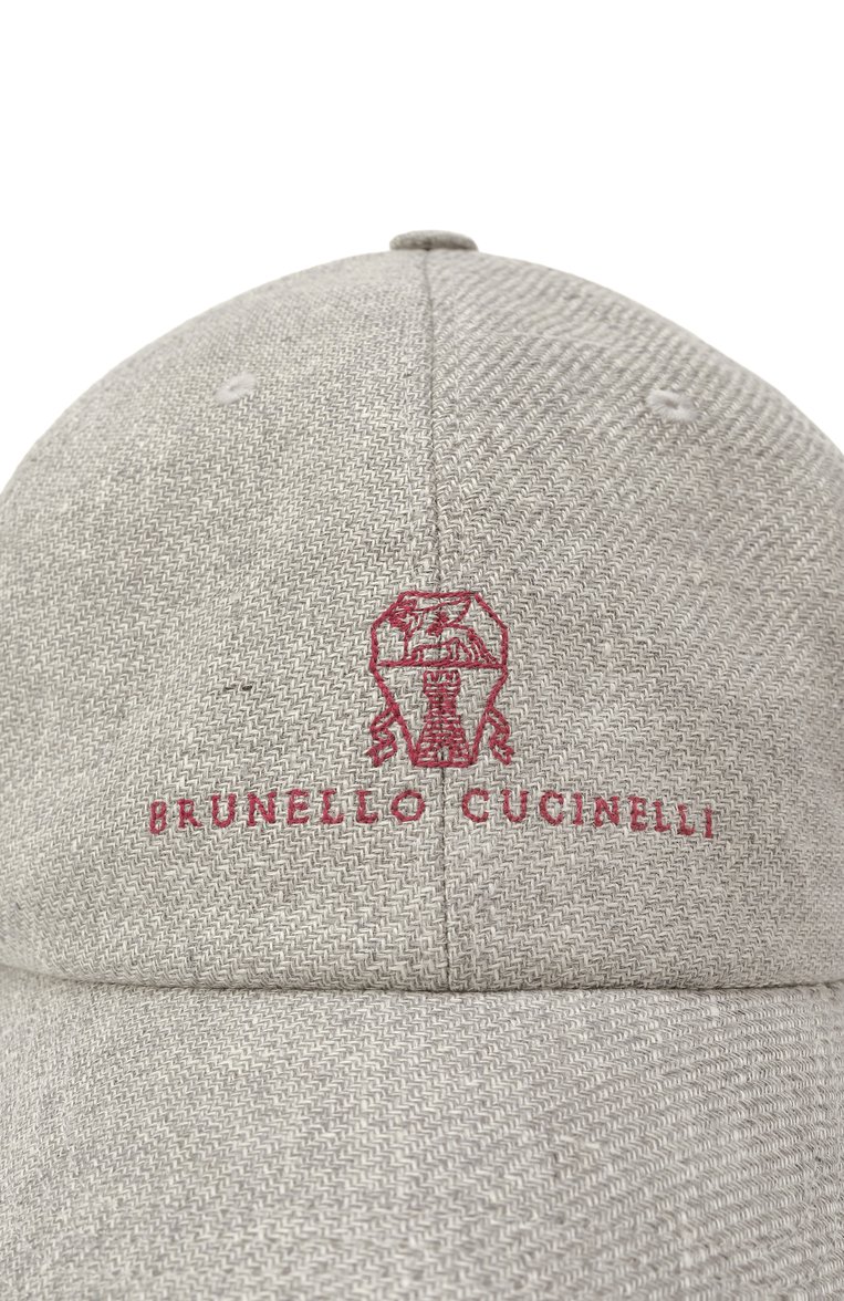 Мужская бейсболка изо льна и шерсти BRUNELLO CUCINELLI серого цвета, арт. MW4829850 | Фото 4 (Нос: Не проставлено; Материал: Текстиль, Лен)