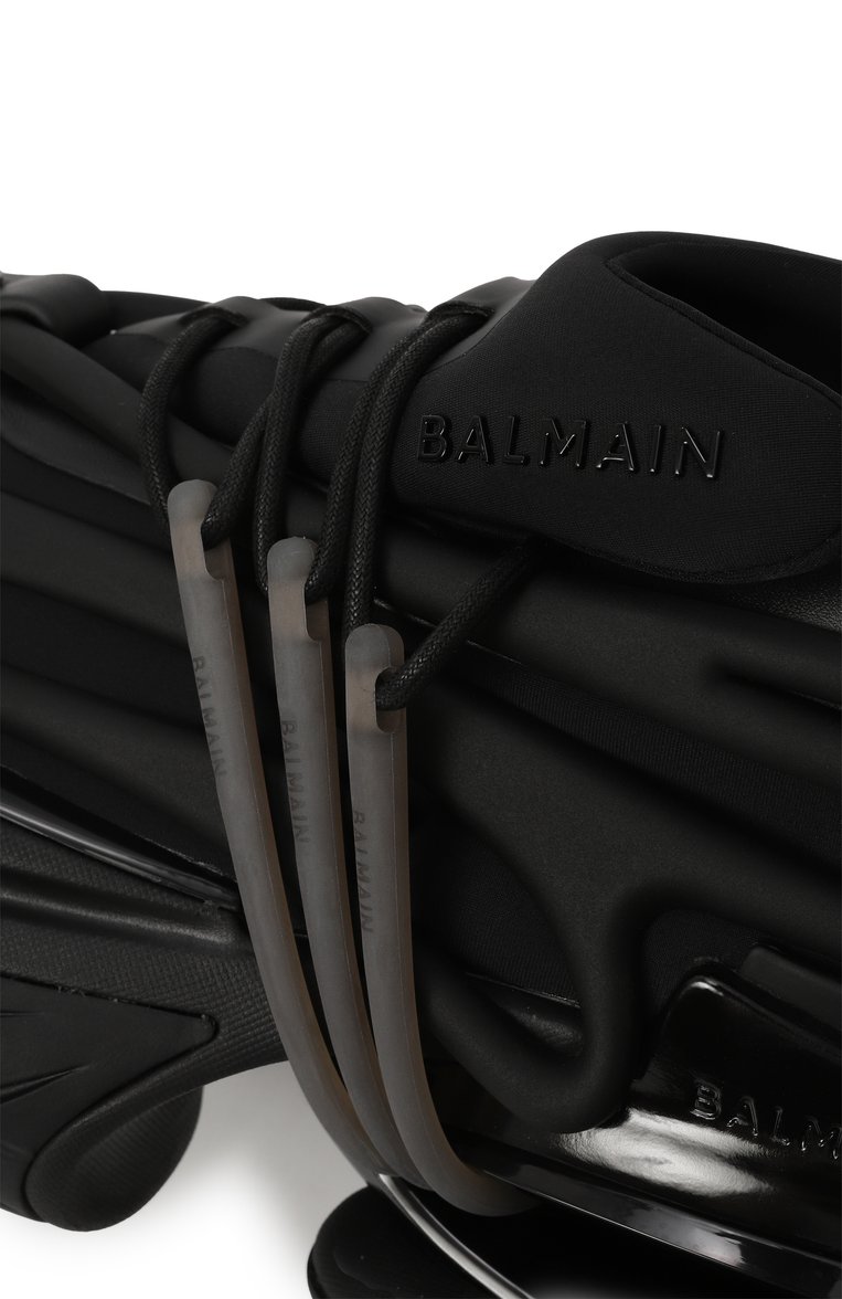 Женские комбинированные кроссовки unicorn BALMAIN черного цвета, арт. BN1VF724/KNSC | Фото 7 (Материал внешний: Текстиль; Драгоценные камни: Проставлено; Подошва: Платформа; Материал внутренний: Текстиль; Материал сплава: Проставлено; Материал утеплителя: Без утеплителя; Стили: Гранж; Кросс-КТ: Низкие)