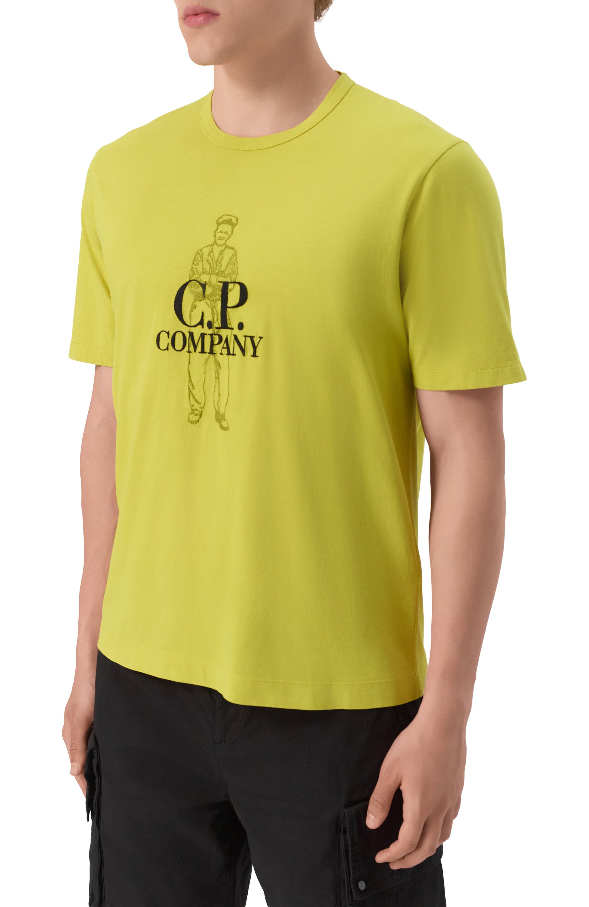 Хлопковая футболка C.P. COMPANY салатового цвета по цене 16300 руб., арт. 18CMTS288A0060570, фото 3 Хлопковая футболка C.P. COMPANY, арт. 18CMTS288A0060570, фото 3