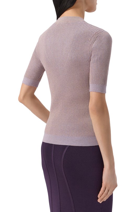 Пуловер из хлопка и шерсти Nina Ricci 26PMPU015/ML0600 Сиреневый  26PMPU015/ML0600 Фото 4