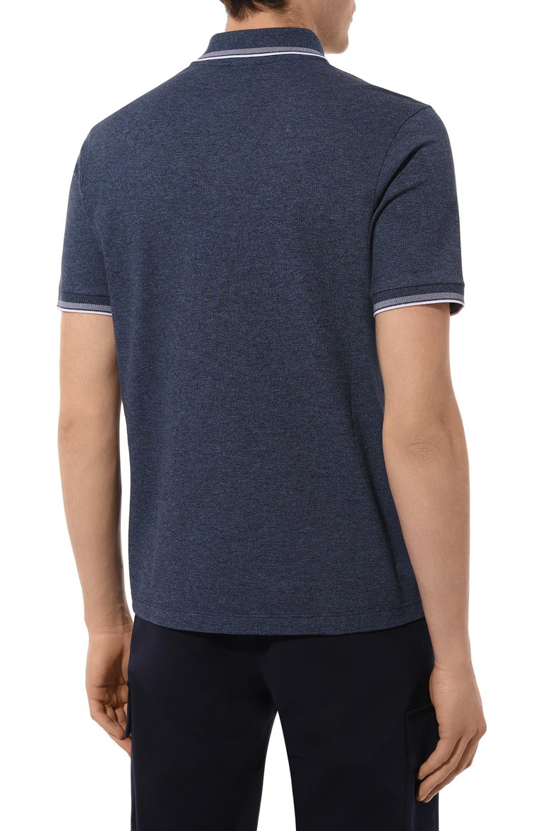 Мужское хлопковое поло PAUL&SHARK темно-синего цвета, арт. 25411205/3XL | Фото 4 (Рукава: Короткие; Длина (для топов): Удлиненные; Материал внешний: Хлопок; Принт: Без принта; Застежка: Пуговицы; Стили: Кэжуэл; Мужское Кросс-КТ: Футболка-одежда; Автоматизация состава: Проставлено; Автоматизация ТО: Проставлено; Детали: Без декора)