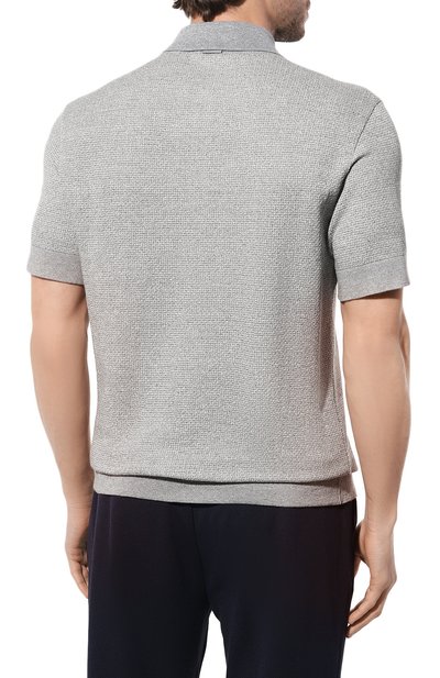 Поло из хлопка и льна ZEGNA серого цвета по цене 87550 руб., арт. UD372A7/D727, фото 4 Поло из хлопка и льна ZEGNA, арт. UD372A7/D727, фото 4