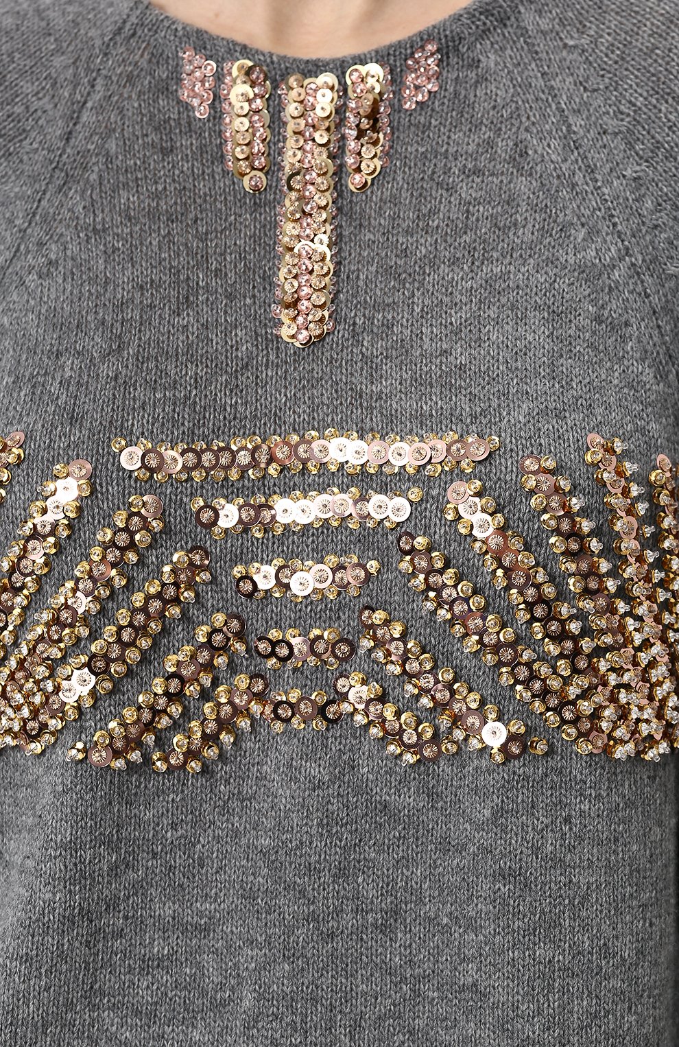 Однотонный пуловер из смеси шерсти и кашемира с пайетками PRADA, арт. P24D0M-1QKM-F0031, фото 5