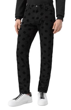 Мужские джинсы DOLCE & GABBANA черного цвета, арт. GY07CD/G8MN6 | Фото 3 (Драгоценные камни: Проставлено; Материал сплава: Проставлено; Длина (брюки, джинсы): Стандартные; Детали: Принт; Стили: Кэжуэл; Силуэт М (брюки): Прямые; Материал внешний: Деним, Хлопок; Кросс-КТ: Деним)
