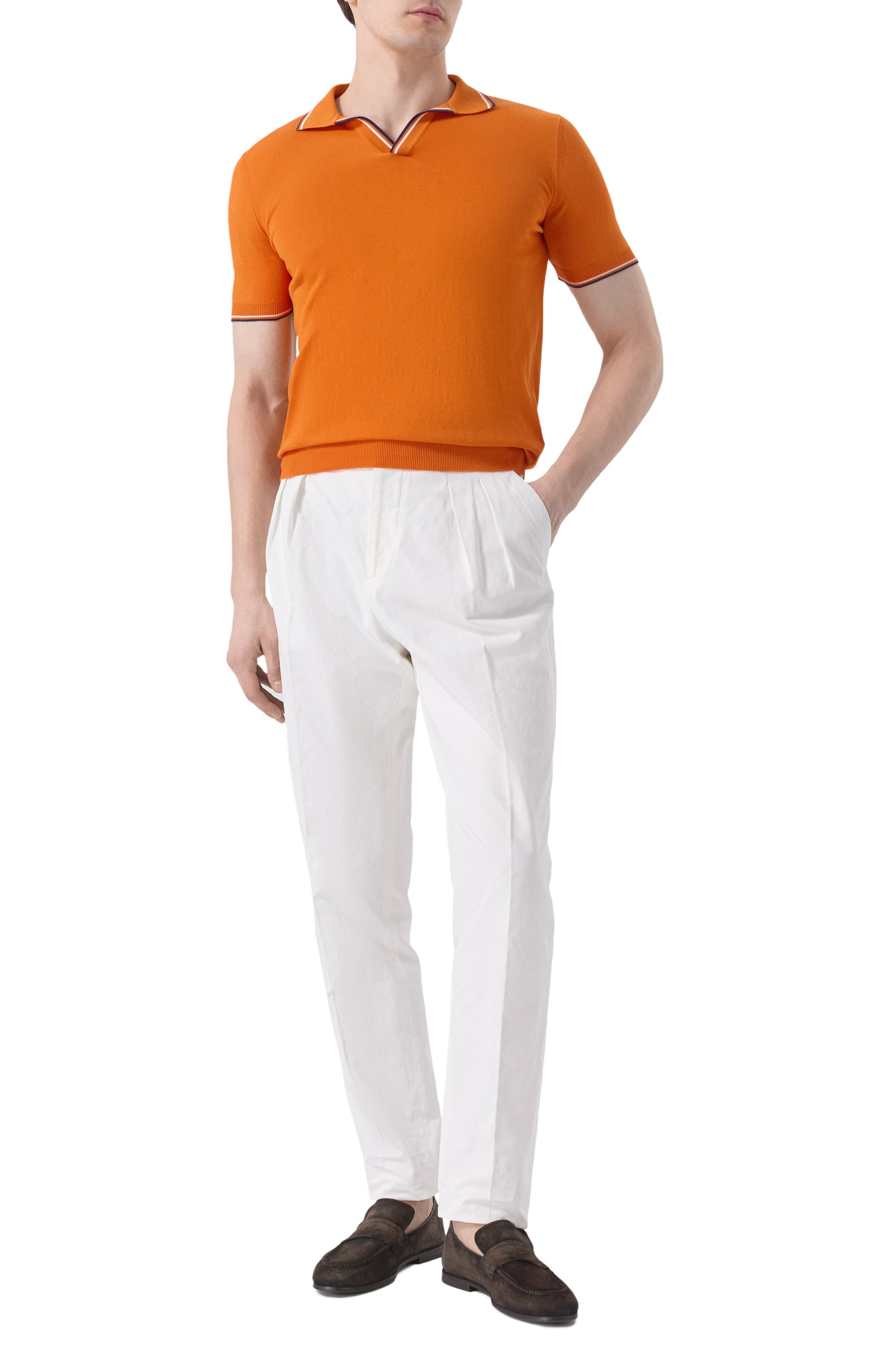 Хлопковое поло GRAN SASSO оранжевого цвета по цене 24950 руб., арт. 57132/20688, фото 2 Хлопковое поло GRAN SASSO, арт. 57132/20688, фото 2