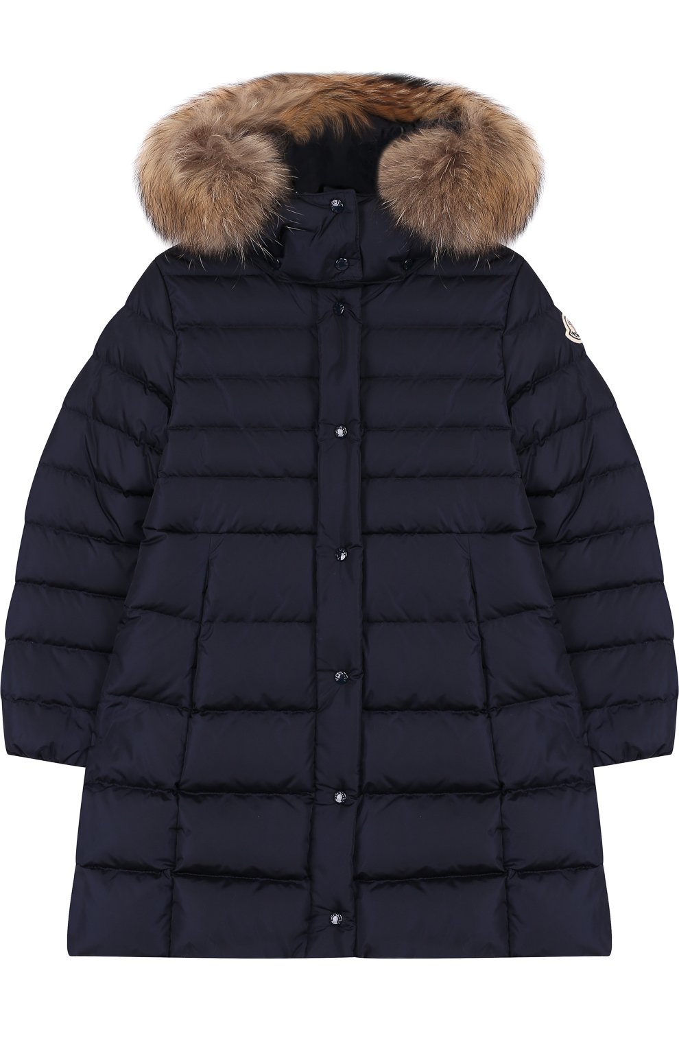 Пуховое пальто на молнии с капюшоном и меховой отделкой MONCLER ENFANT, арт. D2-954-49392-25-54155/12-14A, фото 1