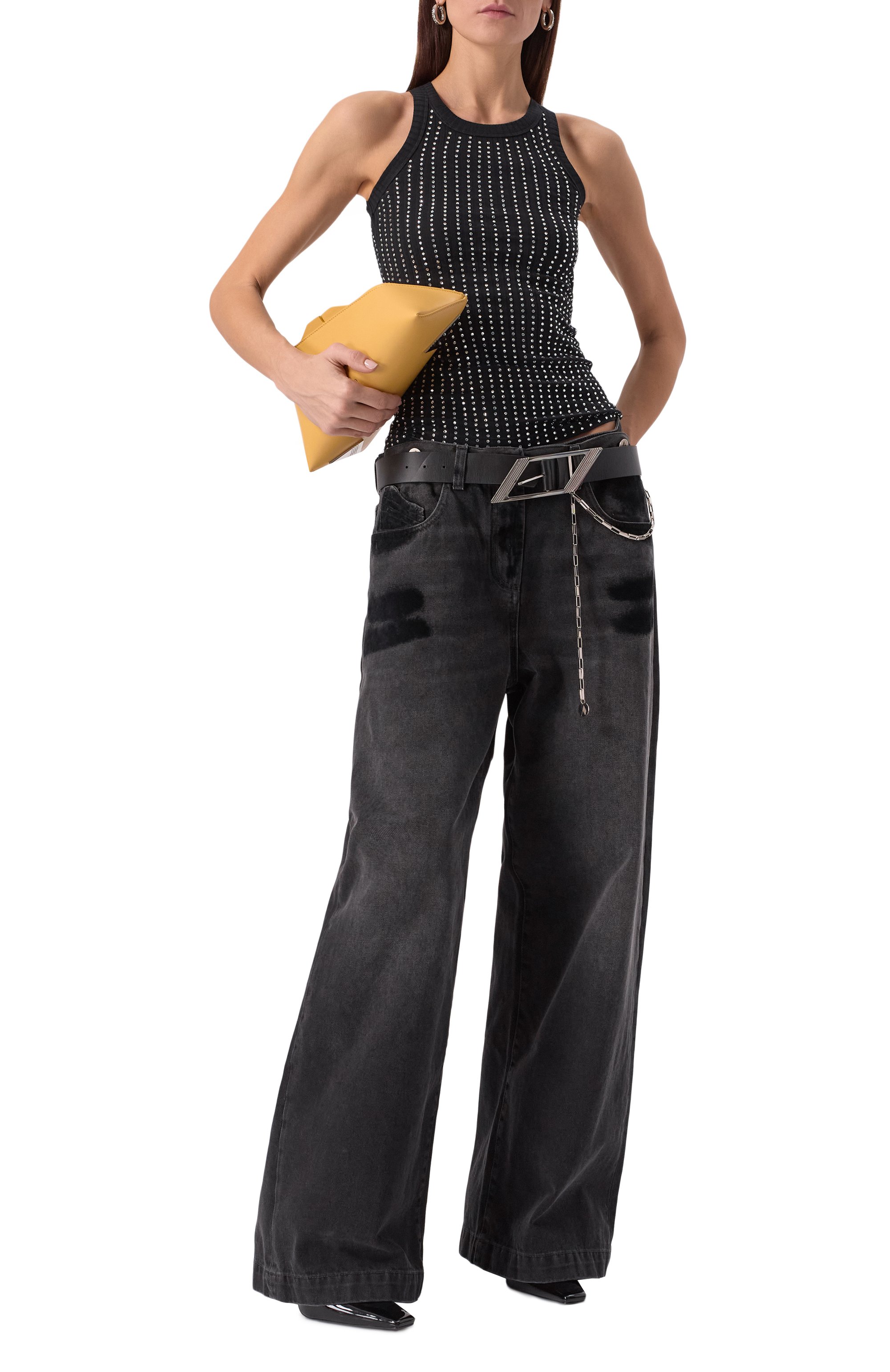 Топ с отделкой стразами THE ATTICO черного цвета по цене 67100 руб., арт. 250WCN00004/JJJ051TR, фото 2 Топ с отделкой стразами THE ATTICO, арт. 250WCN00004/JJJ051TR, фото 2