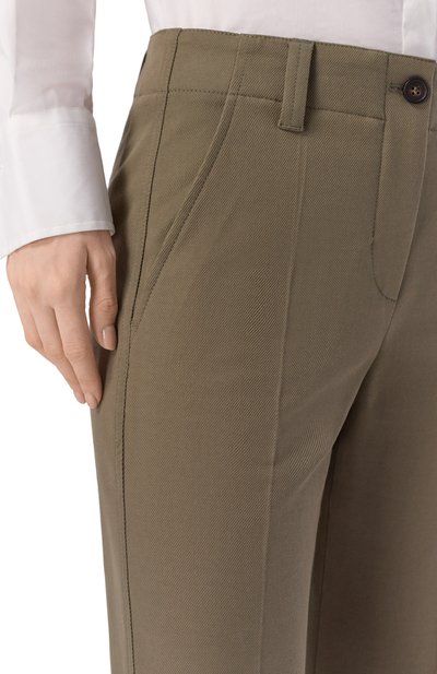 Хлопковые брюки BRUNELLO CUCINELLI хаки цвета по цене 174500 руб., арт. MA126P8854, фото 5 Хлопковые брюки BRUNELLO CUCINELLI, арт. MA126P8854, фото 5