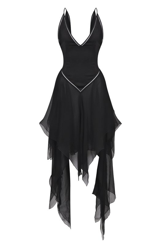 Платье из вискозы и шелка Ann Demeulemeester B0012814/FA611 Чёрный B0012814/FA611