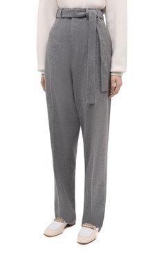 Женские брюки из кашемира и шерсти ZEGNA серого цвета, арт. 287146/630SNP | Фото 3 (Материал внешний: Шерсть, Кашемир; Длина (брюки, джинсы): Удлиненные; Женское Кросс-КТ: Брюки-одежда; Силуэт Ж (брюки и джинсы): Прямые; Стили: Кэжуэл; Драгоценные камни: Проставлено; Материал сплава: Проставлено)