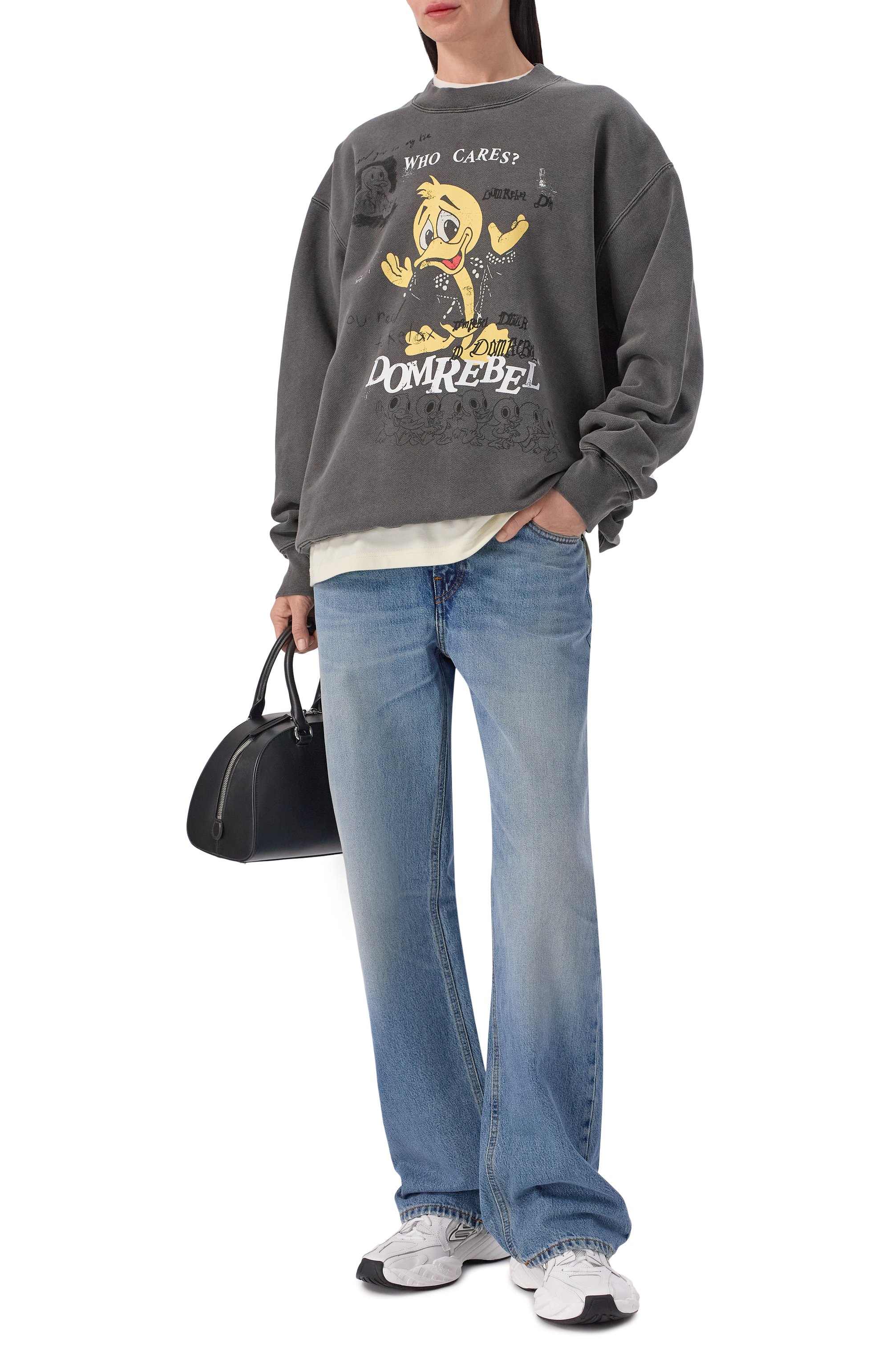 Хлопковый свитшот DOMREBEL серого цвета по цене 39900 руб., арт. WH0 CARES/SWEATSHIRT, фото 2 Хлопковый свитшот DOMREBEL, арт. WH0 CARES/SWEATSHIRT, фото 2