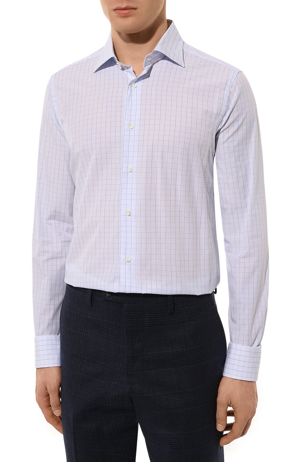 Хлопковая сорочка CANALI голубого цвета по цене 27000 руб., арт. X18/GD03070, фото 4 Хлопковая сорочка CANALI, арт. X18/GD03070, фото 4