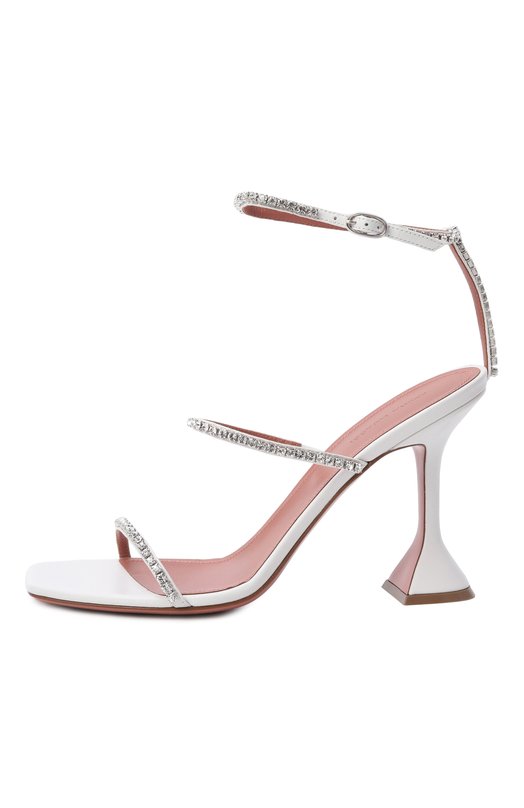 Кожаные босоножки Gilda 95 Amina Muaddi GILDA SANDAL 95/NAPPA Белый  GILDA SANDAL 95/NAPPA Фото 4