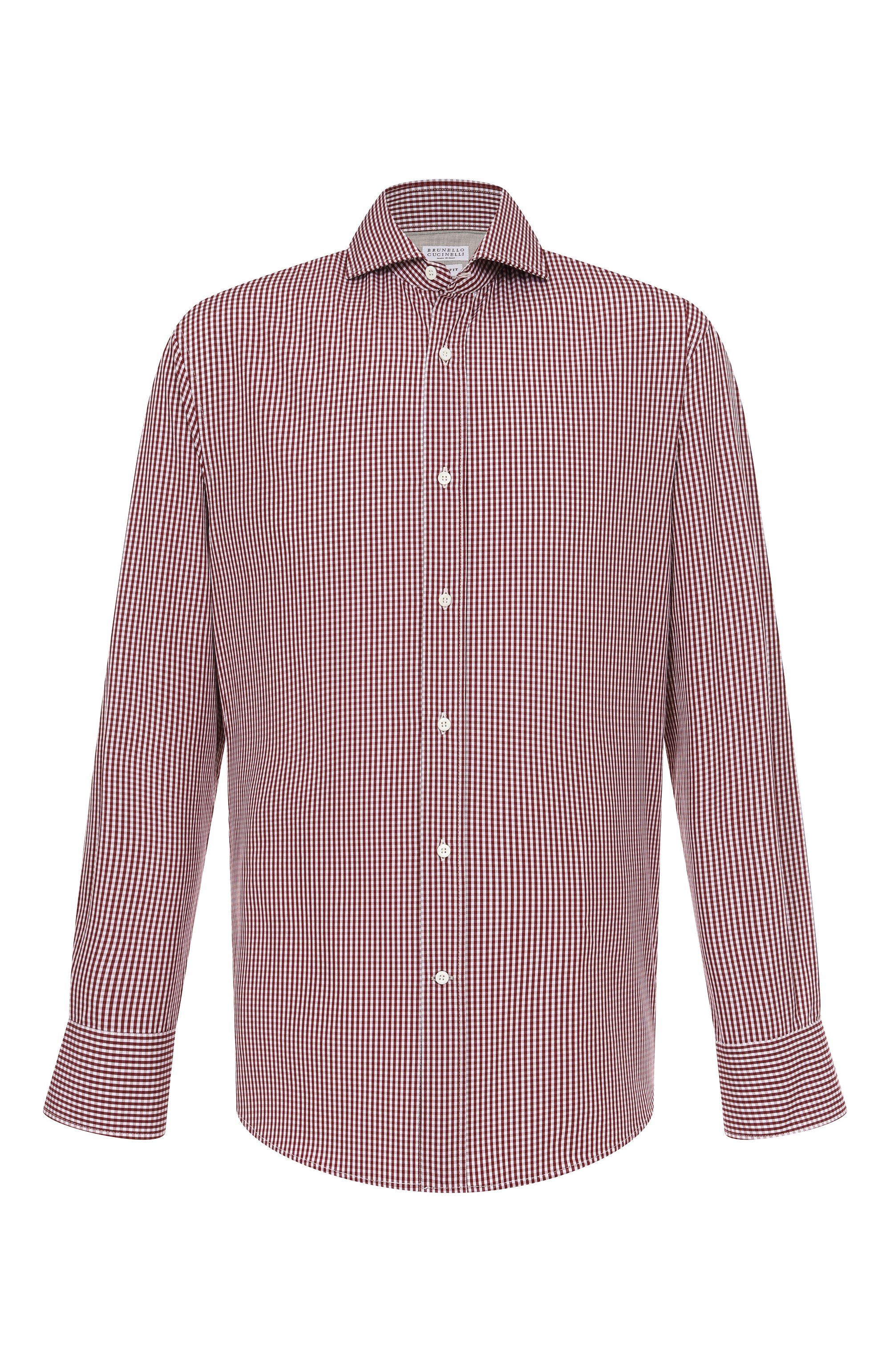 Хлопковая рубашка BRUNELLO CUCINELLI бордового цвета по цене 89950 руб., арт. MY6451718, фото 1 Хлопковая рубашка BRUNELLO CUCINELLI, арт. MY6451718, фото 1