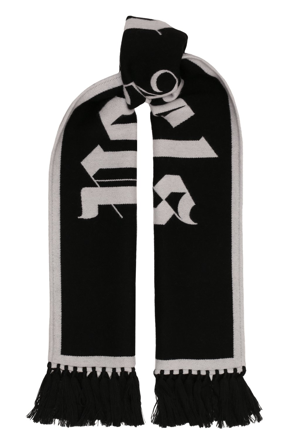 Шерстяной шарф PALM ANGELS черно-белого цвета по цене 37200 руб., арт. PMMA025C99KNI0021001, фото 1 Шерстяной шарф PALM ANGELS, арт. PMMA025C99KNI0021001, фото 1