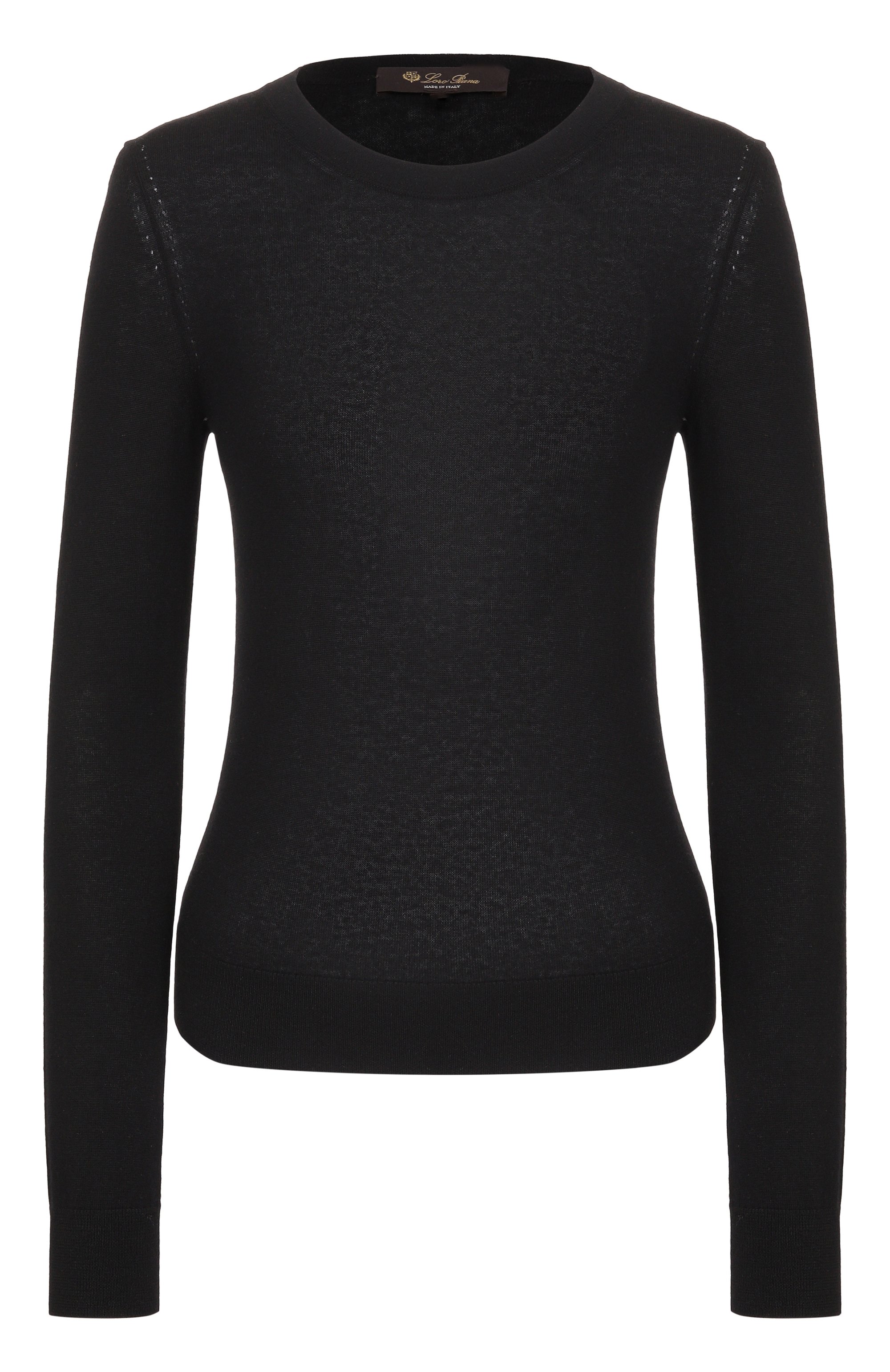 Кашемировый пуловер LORO PIANA черного цвета по цене 139000 руб., арт. FAM9049_001, фото 1 Кашемировый пуловер LORO PIANA, арт. FAM9049_001, фото 1