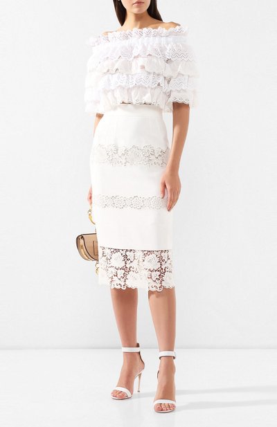 Кружевной топ DOLCE & GABBANA белого цвета по цене 125500 руб., арт. F73E6Z/GDM12, фото 2 Кружевной топ DOLCE & GABBANA, арт. F73E6Z/GDM12, фото 2